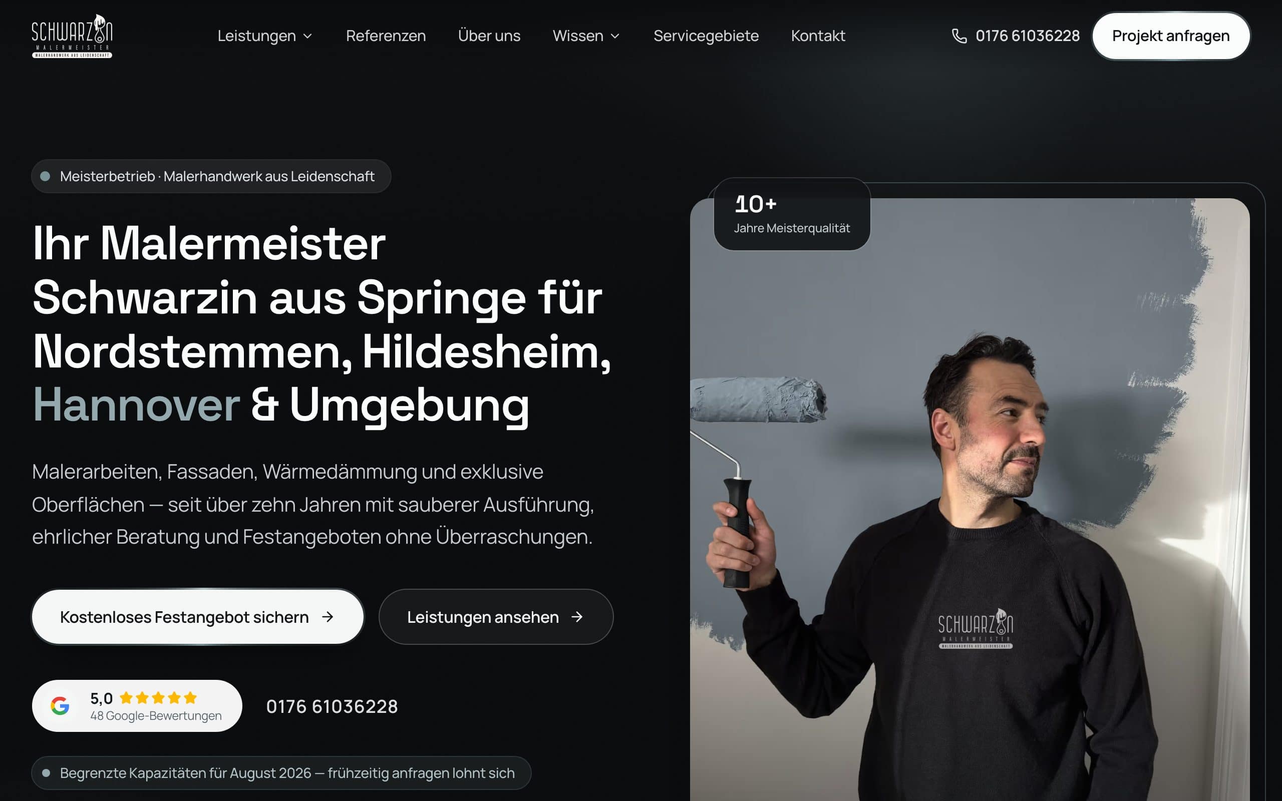 Website Malermeister Schwarzin – von BBR Management umgesetzt