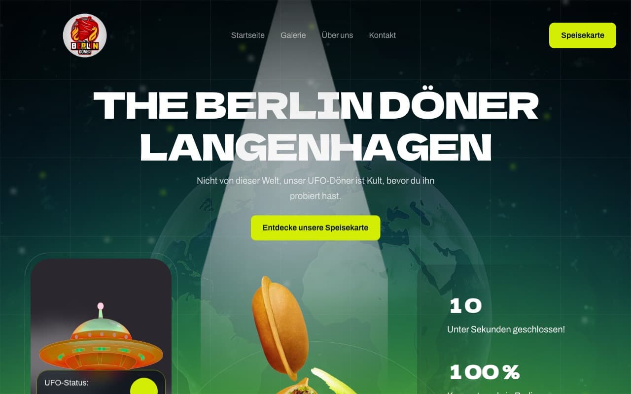 Website von The Berlin Döner Langenhagen – Startbereich mit Navigation und Hero